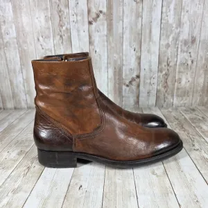 To boot Leather Ankle Boots Side Zip Brown Dress Casual Boots‎ Size 9.5