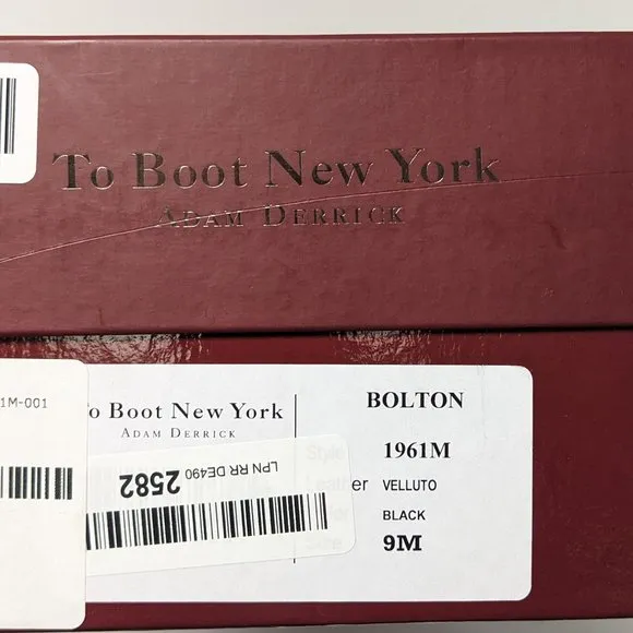 To Boot New York Bolton Loafers, Black Velvet, Men's 9 M
