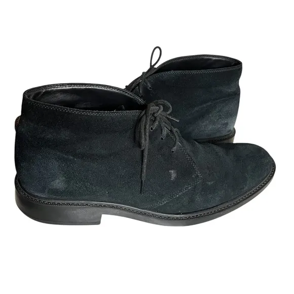 TODS Black Suede Chukka Boots Desert Boots Rubber Pebbled Soles Mens UK 9 1/2