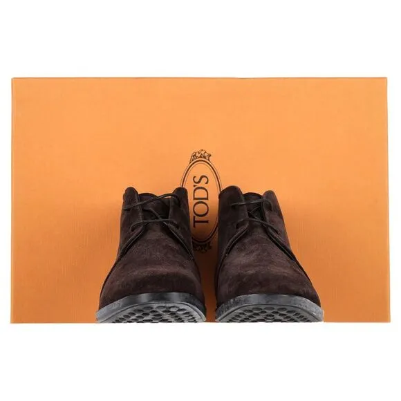 Tod's Desert Lace-Up Ankle Boots in Brown Suede