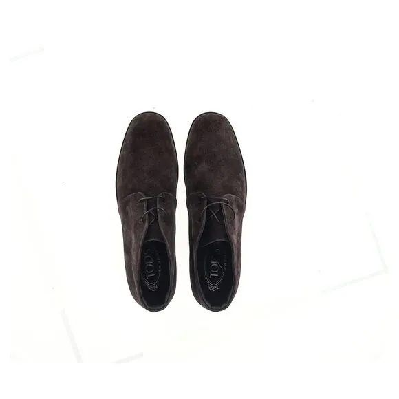 Tod's Desert Lace-Up Ankle Boots in Brown Suede