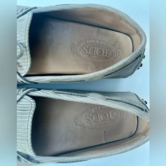 Tod’s Driver Slip-On Loafers, Light Gray, size 11