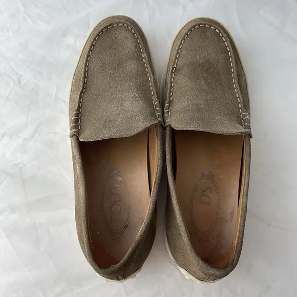 Tod's Men's Suede Loafers in Taupe