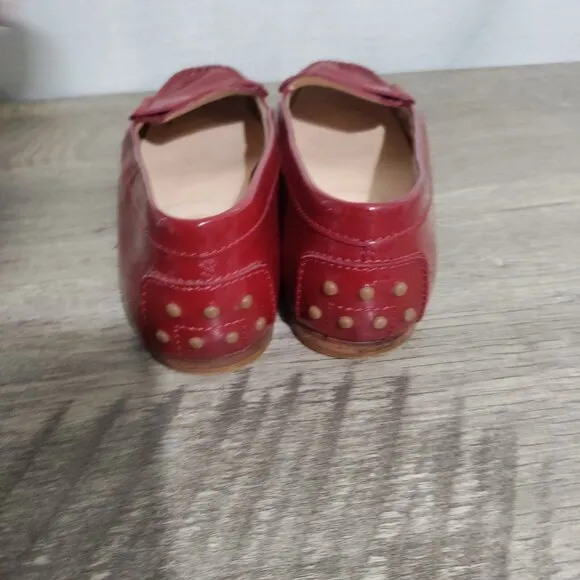 Tod's Red Patent Leather Slip On Loafers Size 7.5