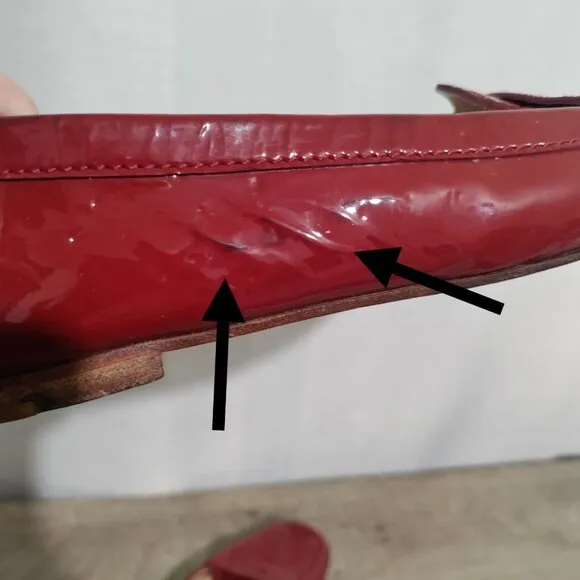 Tod's Red Patent Leather Slip On Loafers Size 7.5