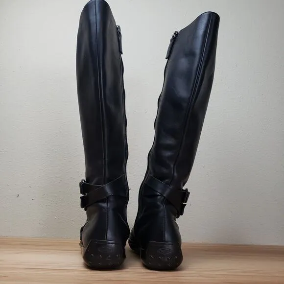 Tod's Womens Ascot Black Leather Side Zip Knee High Riding Boots Size 5.5