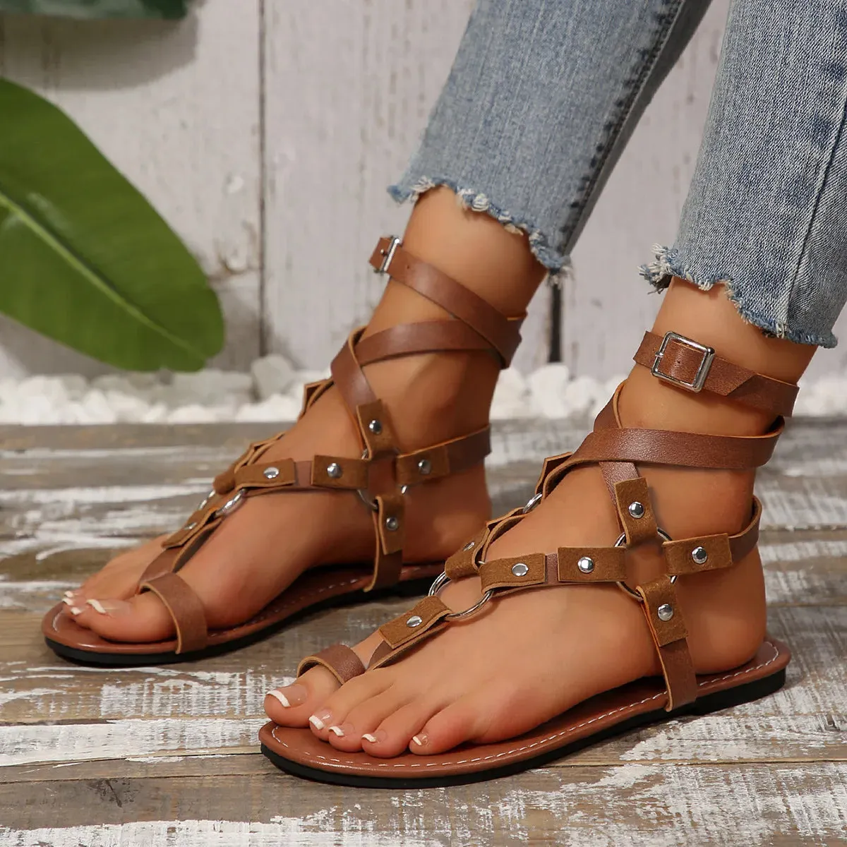 Toe Loop Flats Sandals