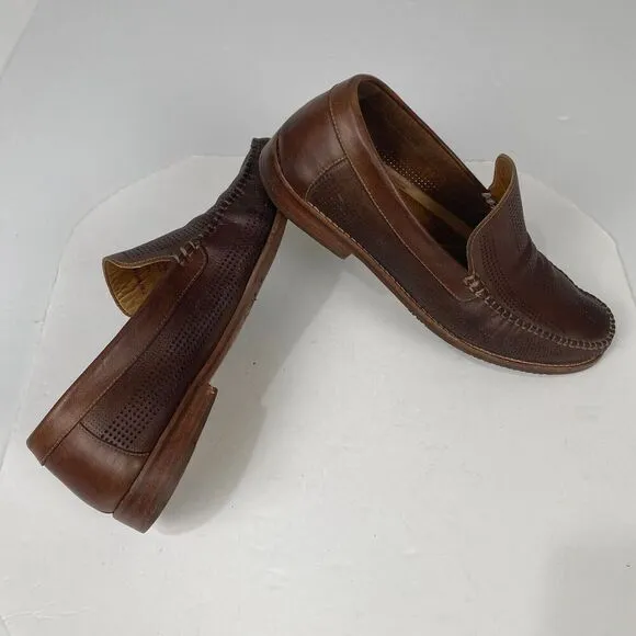 Tommy Bahama Felton Brown Leather Loafers Mens Size 11 M Slip On Perforated