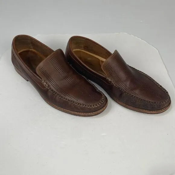 Tommy Bahama Felton Brown Leather Loafers Mens Size 11 M Slip On Perforated