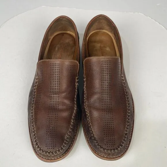 Tommy Bahama Felton Brown Leather Loafers Mens Size 11 M Slip On Perforated