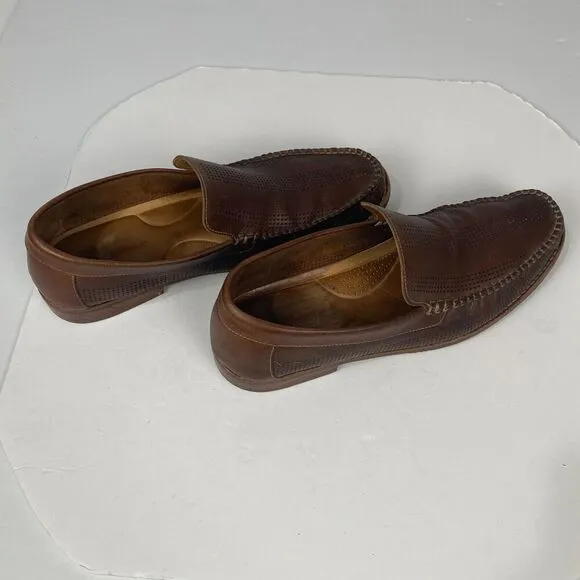 Tommy Bahama Felton Brown Leather Loafers Mens Size 11 M Slip On Perforated