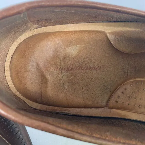 Tommy Bahama Felton Brown Leather Loafers Mens Size 11 M Slip On Perforated