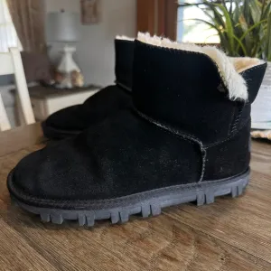 Tommy Bahama Suede Shearling Winter Boots Ankle Booties Warm Black 8
