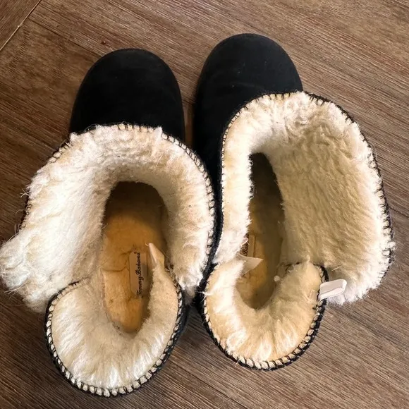 Tommy Bahama Suede Shearling Winter Boots Ankle Booties Warm Black 8
