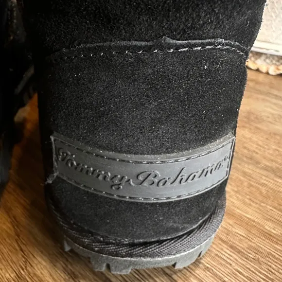 Tommy Bahama Suede Shearling Winter Boots Ankle Booties Warm Black 8