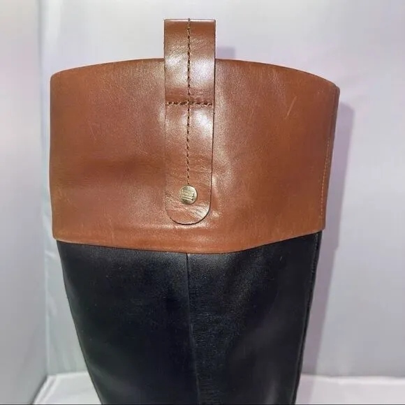 Tommy Hilfiger Leather Riding Boots Size 6 Black &amp; Brown. Nearly new.