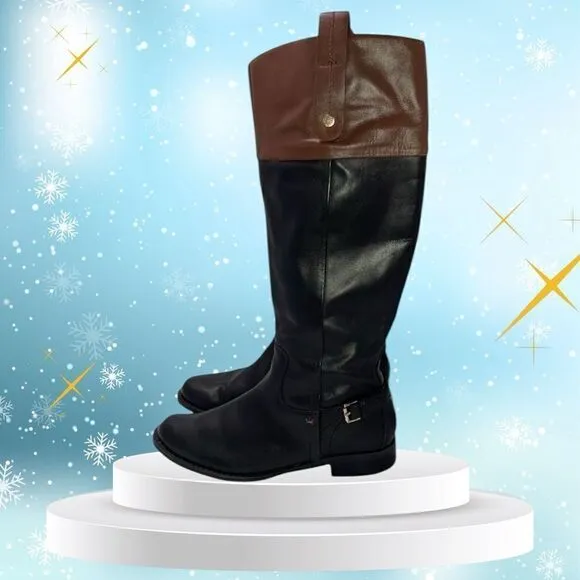 Tommy Hilfiger Leather Riding Boots Size 6 Black &amp; Brown. Nearly new.