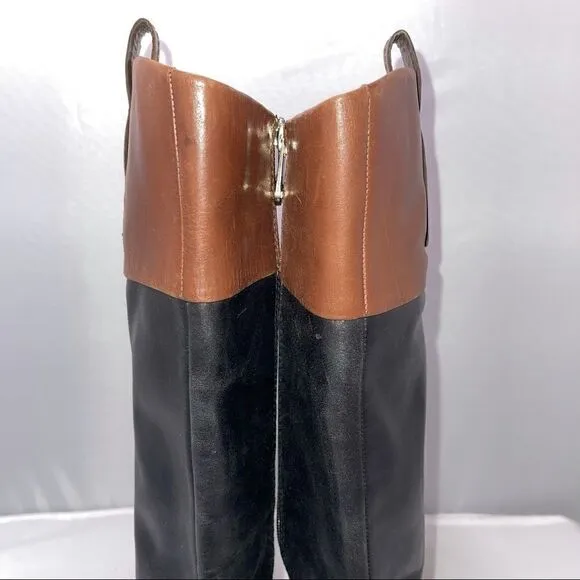 Tommy Hilfiger Leather Riding Boots Size 6 Black &amp; Brown. Nearly new.