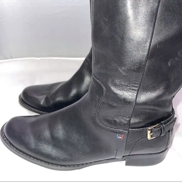 Tommy Hilfiger Leather Riding Boots Size 6 Black &amp; Brown. Nearly new.
