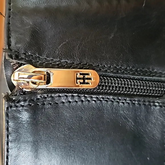 Tommy Hilfiger Twilexis Black Leather Equestrian Riding Quiet Luxury Mob…