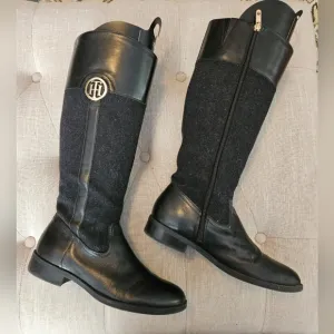 Tommy Hilfiger Twilexis Black Leather Equestrian Riding Quiet Luxury Mob…