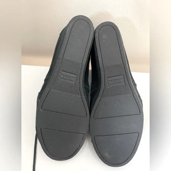 Toms Black Suede Lace-Up Desert Wedge Ankle Boots Size 8