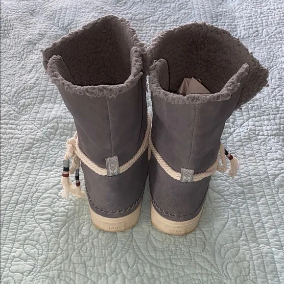 Toms Gray Suede Ankle Boots with Cuffed Edge