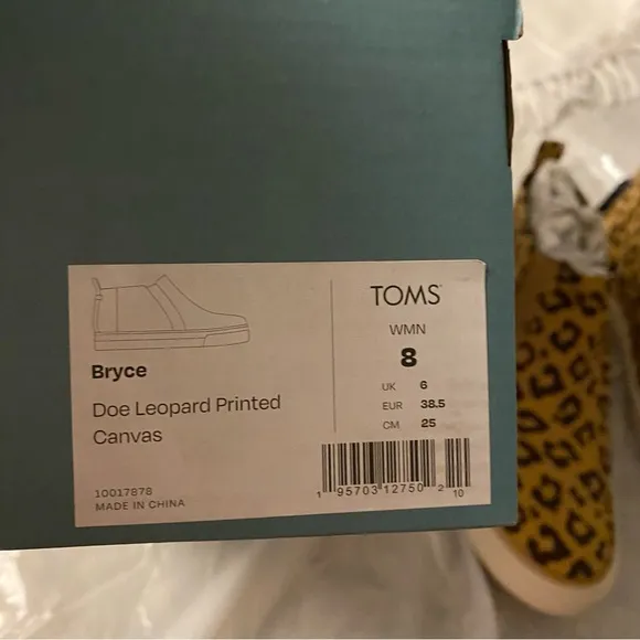 Toms sneakers Bryce Doe Leopard print canvas New in Box SZ 8