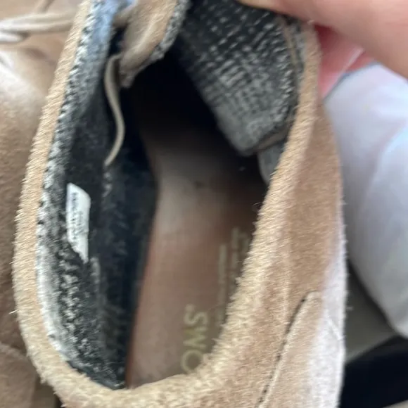 Toms Taupe Suede Lace-Up Desert Wedge Ankle Boots Size 9.5