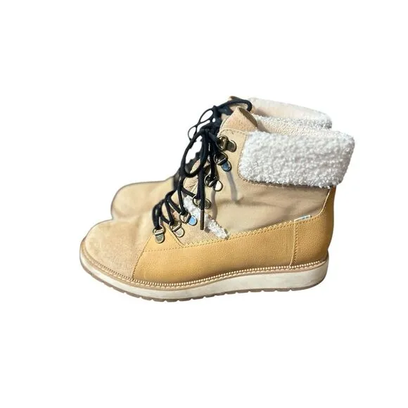 TOMS‎ Women's Ankle Boots Size 8 Brown Waterproof Lace-Up Casual