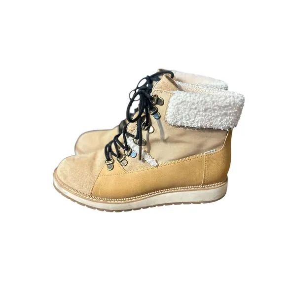 TOMS‎ Women's Ankle Boots Size 8 Brown Waterproof Lace-Up Casual