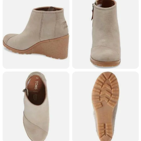 TOMS Women's Avery Ankle Boots/Booties, Desert Taupe Suede Mix, Size 12 NWB