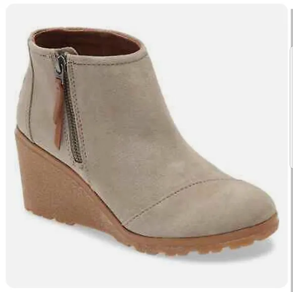 TOMS Women's Avery Ankle Boots/Booties, Desert Taupe Suede Mix, Size 12 NWB