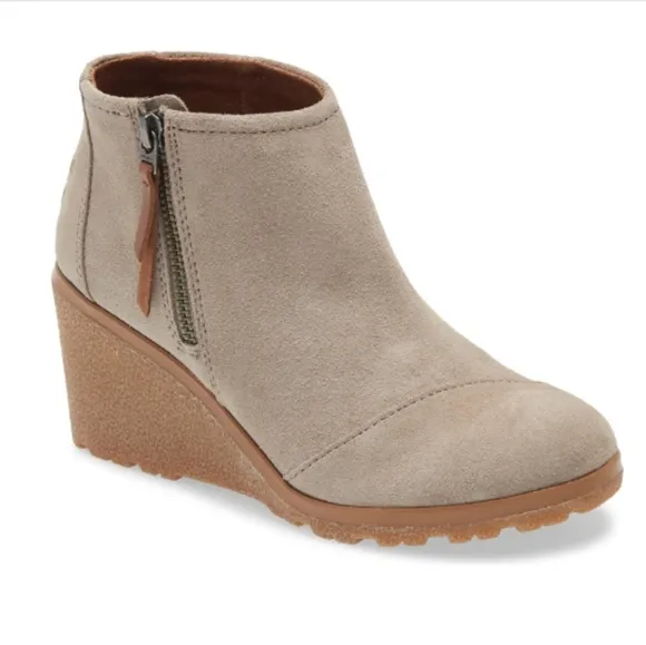 TOMS Women's Avery Ankle Boots/Booties, Desert Taupe Suede Mix, Size 12 NWB
