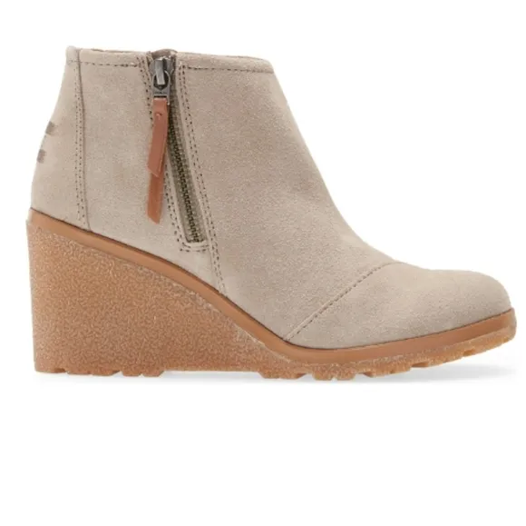 TOMS Women's Avery Ankle Boots/Booties, Desert Taupe Suede Mix, Size 12 NWB