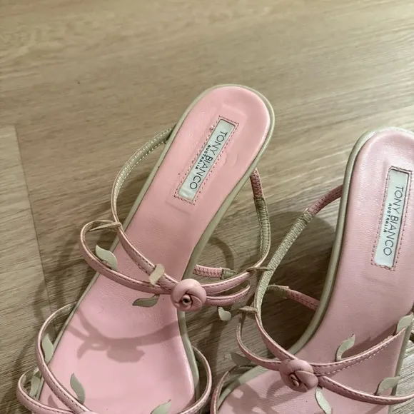 Tony Bianco Allure Mules - Pink Blossom Rosette Strappy Women's Sandals