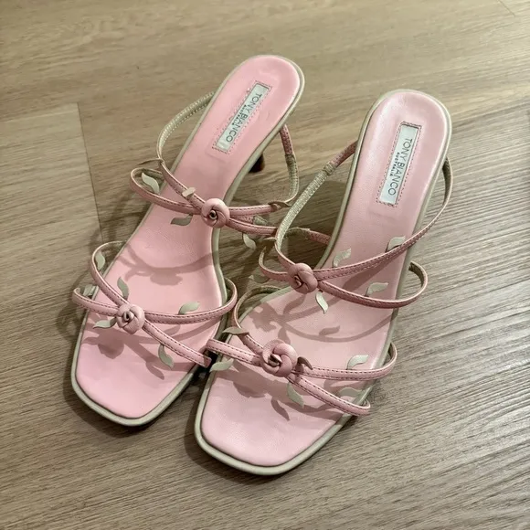 Tony Bianco Allure Mules - Pink Blossom Rosette Strappy Women's Sandals
