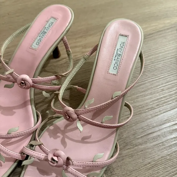 Tony Bianco Allure Mules - Pink Blossom Rosette Strappy Women's Sandals