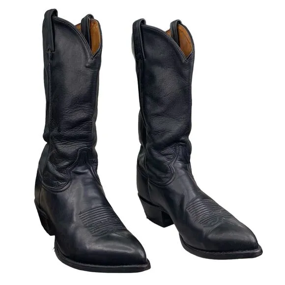 Tony Lama Mens Soft Black Leather Western Cowboy Boot Size US 8 D