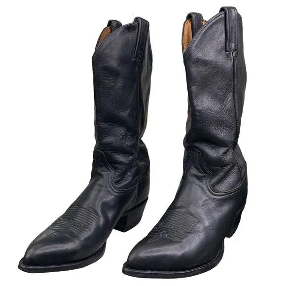 Tony Lama Mens Soft Black Leather Western Cowboy Boot Size US 8 D