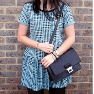 Topshop black blue gingham shirt dress size 10 US. Bought at Topshop London.
