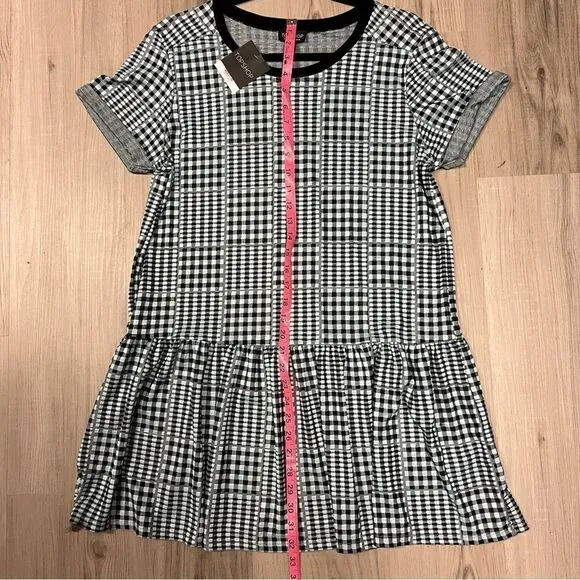 Topshop black blue gingham shirt dress size 10 US. Bought at Topshop London.