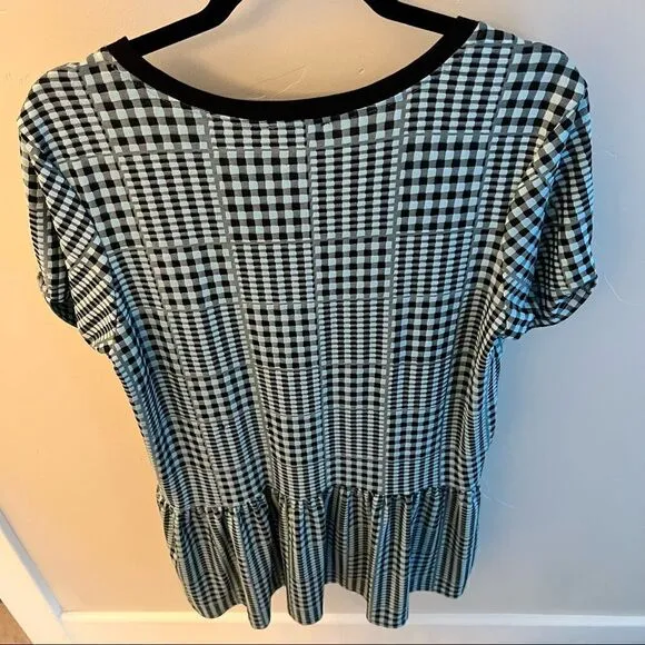 Topshop black blue gingham shirt dress size 10 US. Bought at Topshop London.