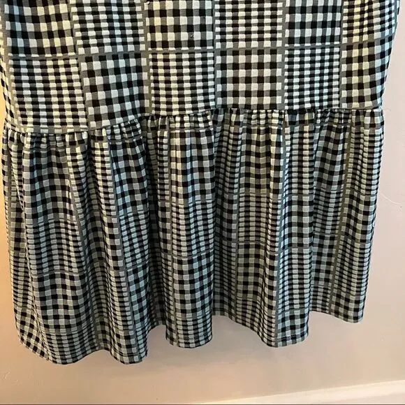 Topshop black blue gingham shirt dress size 10 US. Bought at Topshop London.