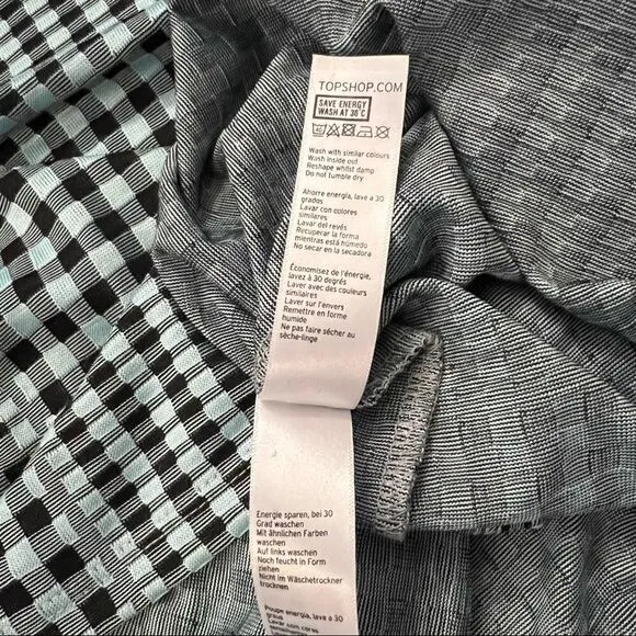 Topshop black blue gingham shirt dress size 10 US. Bought at Topshop London.