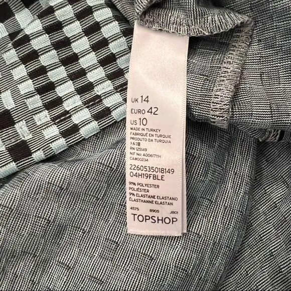 Topshop black blue gingham shirt dress size 10 US. Bought at Topshop London.