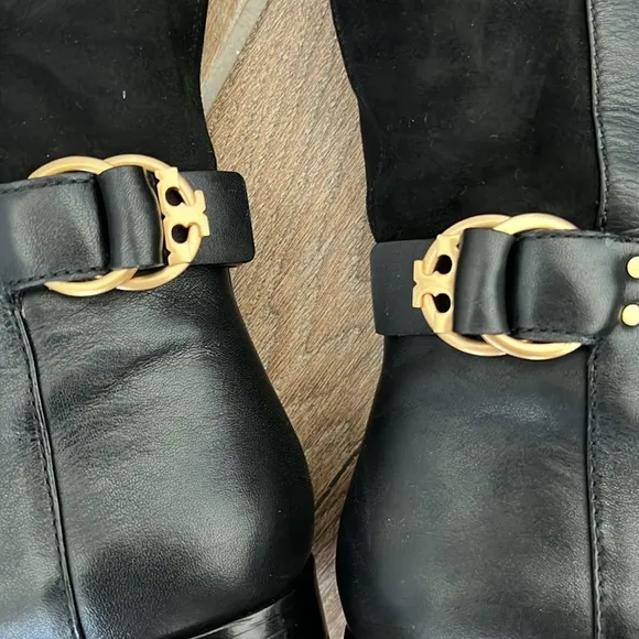 Tori Burch Leather and suede over the knee boots with gold hardware