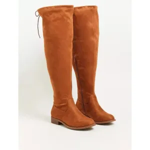 Torrid Stretch Flat Over The Knee Boots Wide Camel Brown Size 11WW Extra Wide