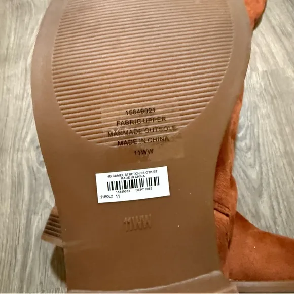 Torrid Stretch Flat Over The Knee Boots Wide Camel Brown Size 11WW Extra Wide