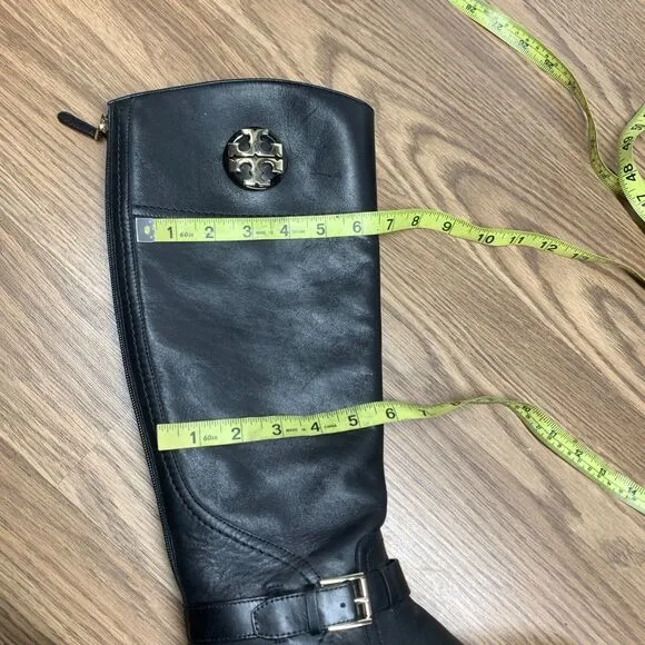 Tory Burch Adeline Black Leather Tall Riding Boots Size 9 M